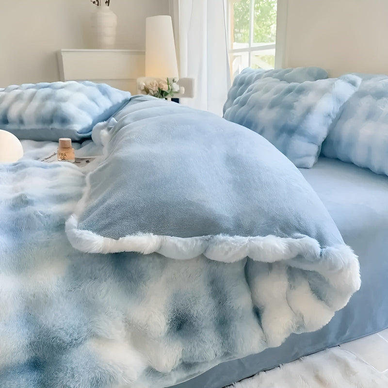 Plüsch-Bettbezug Lunafleece | Beidseitig Kaninchenfell & Milchsamt | Extra Warm & Weich | Perfekt für Herbst & Winter