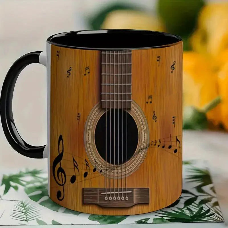 Musica | Keramik Kaffeetasse | Gitarren-Design | Isoliert & Wiederverwendbar