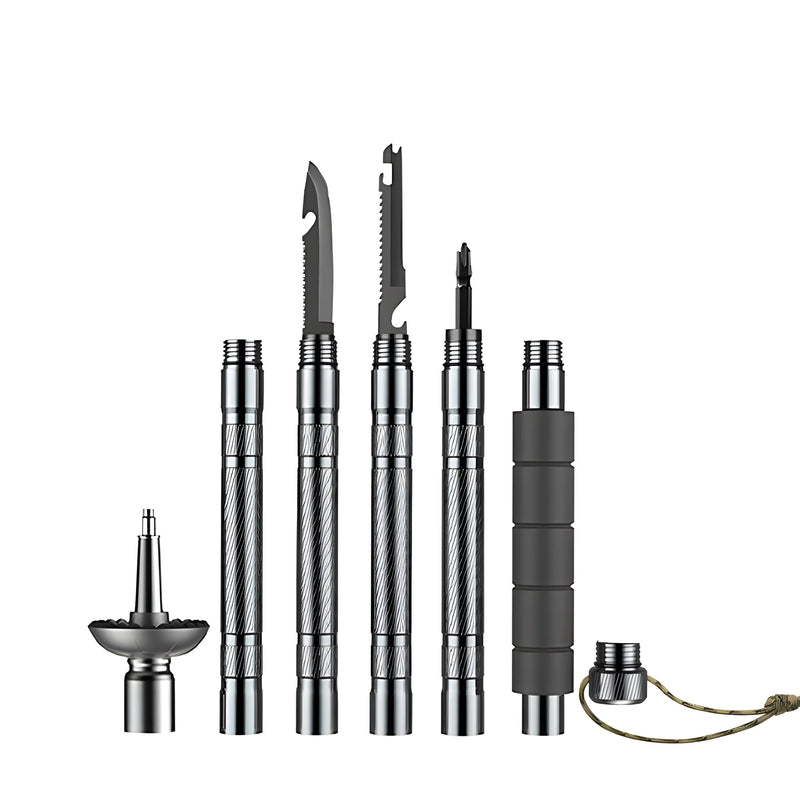 Wanderstock TrekVario | Faltbar & Höhenverstellbar | Ultraleicht aus Aluminium | 106–130 cm | Inkl. Geländeaufsätze