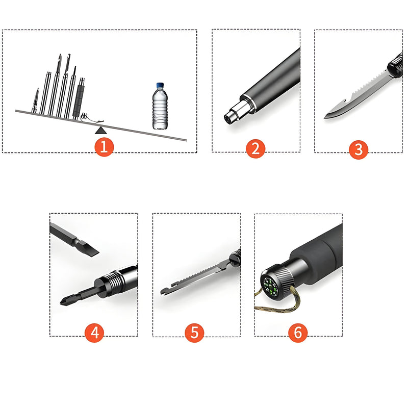 Wanderstock TrekVario | Faltbar & Höhenverstellbar | Ultraleicht aus Aluminium | 106–130 cm | Inkl. Geländeaufsätze
