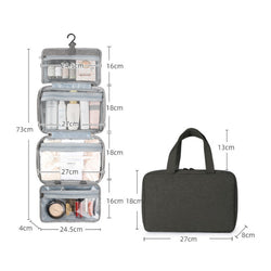 Travelique Reise-Kosmetik-Organizer | Kompakt & Wasserabweisend | Mit 4 Fächern & 360° Haken | Für Damen & Herren