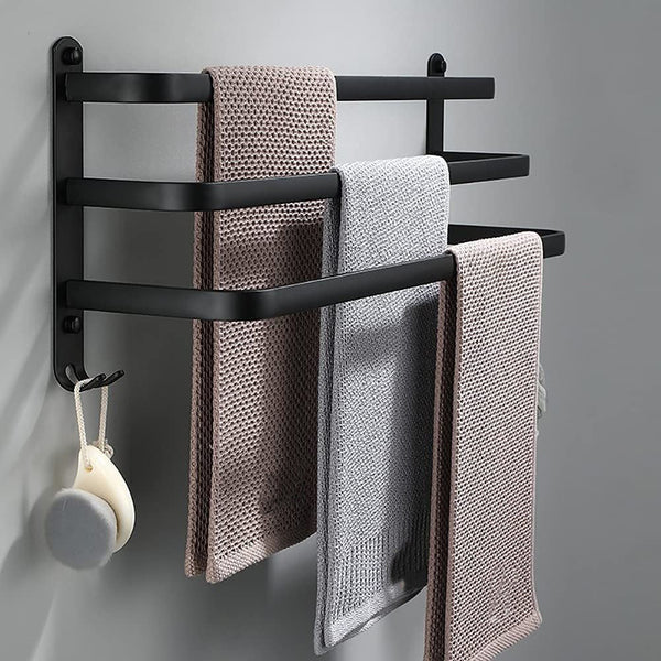 Wand-Handtuchhalter AeroLine FlexRack | Platzsparendes Design mit 3 Stangen | Aluminium | Modern & Robust