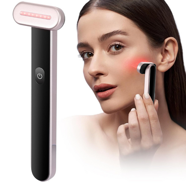 GlowSculpt 4-in-1 Gesichts-Therapiegerät | Rotlicht, Vibration, Galvanischer Strom & Wärme | Hautverjüngung für Zuhause