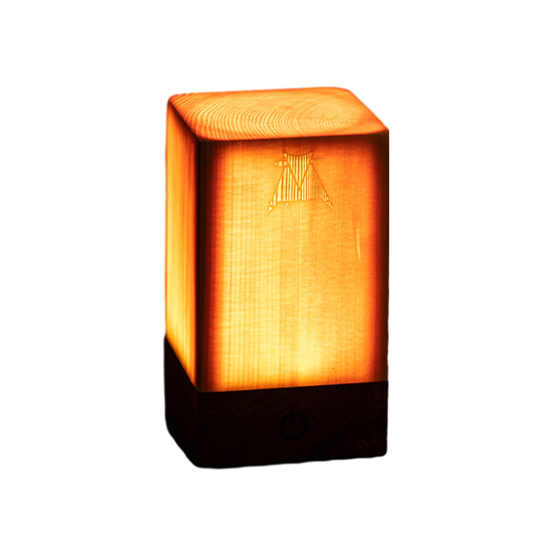 LED Tischlampe Lumaviva NaturLite | Touch-Dimmung & Akku | Kabellos & Wiederaufladbar | Holzoptik | Für Schlafzimmer, Schreibtisch & Wohnzimmer