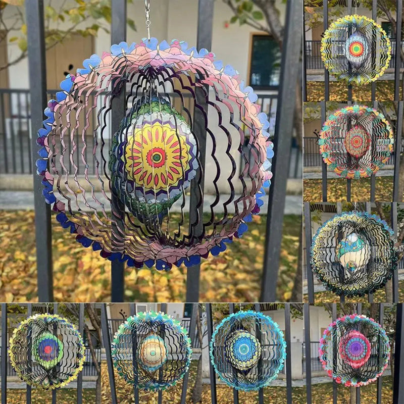 Lunavera 3D Windspiel Garten | Beruhigender Klang & Bewegung | Wetterfest & Bunt | Edelstahl-Dekoration 60 cm