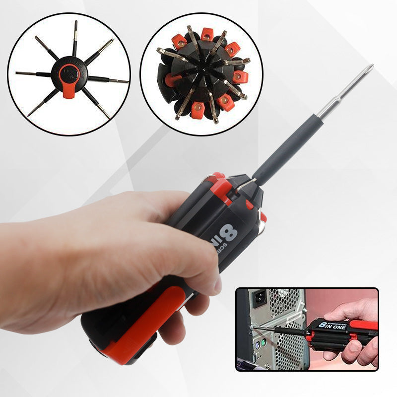 BrightScrew - 8-in-1-Schraubendreher mit LED-Taschenlampe