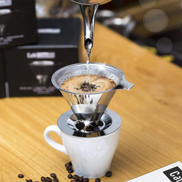 Brewvivo  Kaffee Dauerfilter aus Edelstahl | Feines Sieb & Schneller Auslauf | Ø 11,5–12,5 cm | Wiederverwendbar & Nachhaltig
