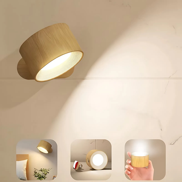 Wandleuchte LumiScandi | Kabellos & Wiederaufladbar | Skandinavisches Design | Holz Eiche