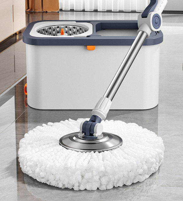 Mopuro Schleudermopp mit Trennsystem | 3 Ersatzköpfe | 136 cm Griff | Freihändiges Auswringen