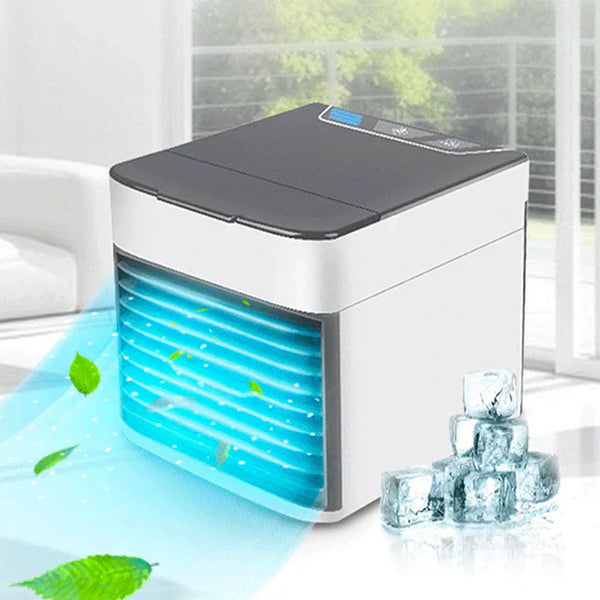 Mini Klimagerät Airiloft | 3-in-1 Luftkühler, Luftbefeuchter & Reiniger | 7-Farb-LED & USB-Anschluss | Weiß 14×14×14,5 cm