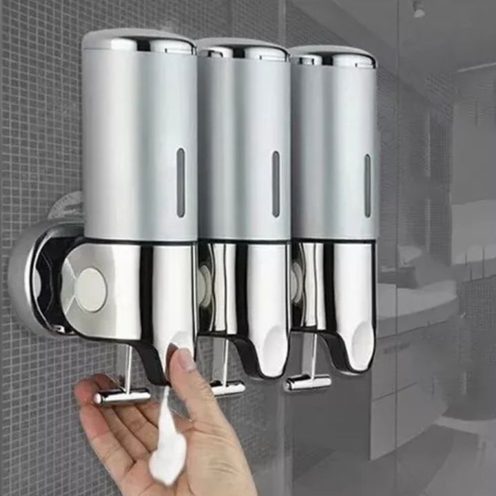 Seifenspender Set LuxoPure | Edelstahl Design | 3er Set Wandmontage | Modern & Platzsparend