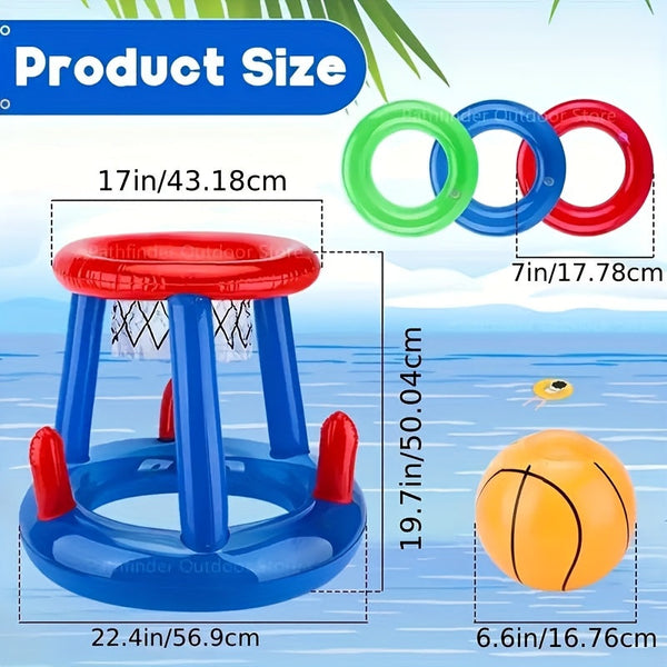 Aufblasbares Basketball-Set FloatHoop | Für Pool & Strand | Inkl. Ball & Ringe | Wasserfest & Tragbar