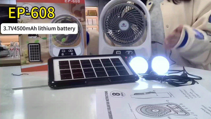 Solar-Ventilator SolventoGo | Mit LED-Nachtlicht & USB-Powerbank | Tragbar & Wiederaufladbar | Für Camping & Notfälle