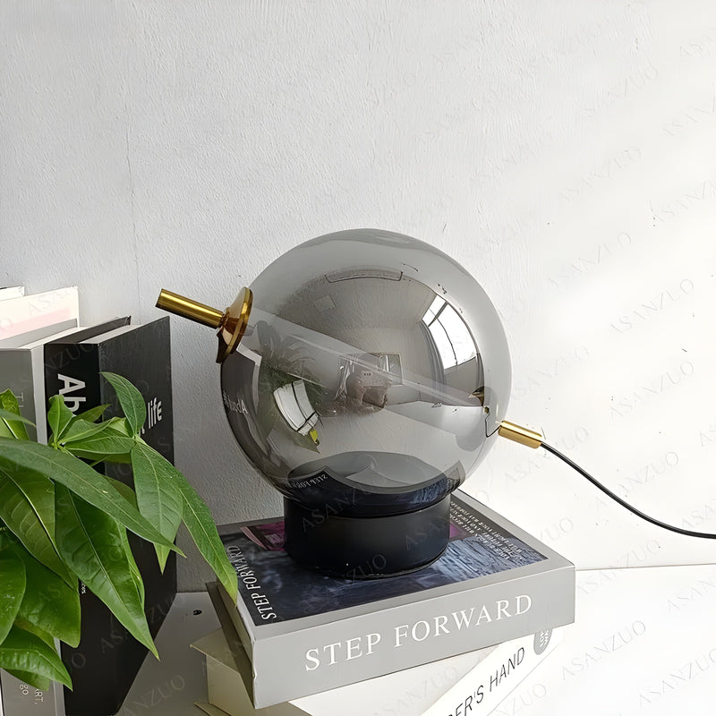 Luméroa Glaskugel Tischlampe | Retro Design | Warmes LED-Licht | Glas & Eisen | Ø 20 cm