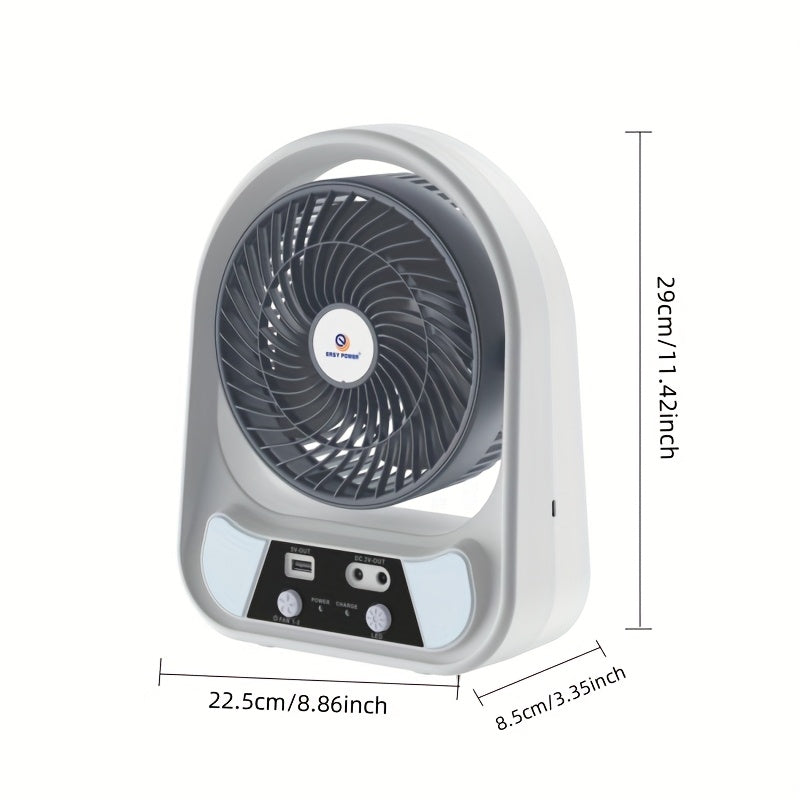 Solar-Ventilator SolventoGo | Mit LED-Nachtlicht & USB-Powerbank | Tragbar & Wiederaufladbar | Für Camping & Notfälle