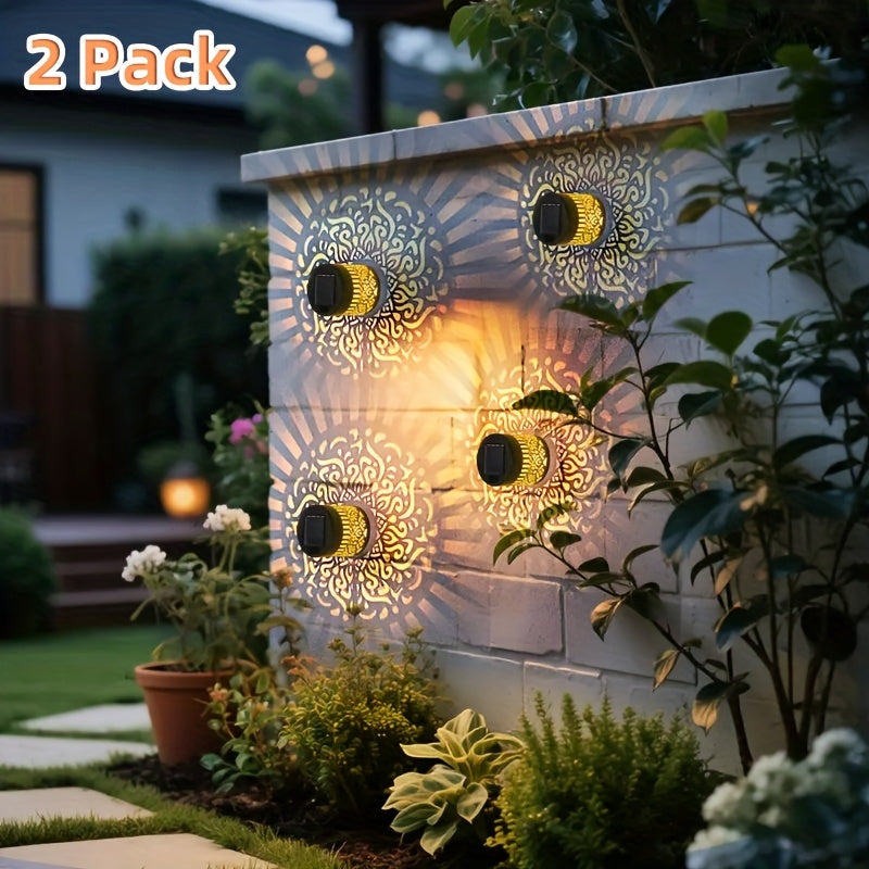 LumoraLicht Solar Wandleuchten Außen 2er-Set | IP65 Wasserdicht | Filigranes Lichtmuster | Ohne Kabel & Strom