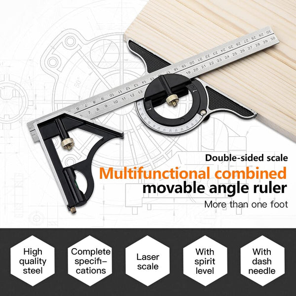 AdjustiRuler - Multifunktionale Kombination aus beweglichem Winkellineal-Set