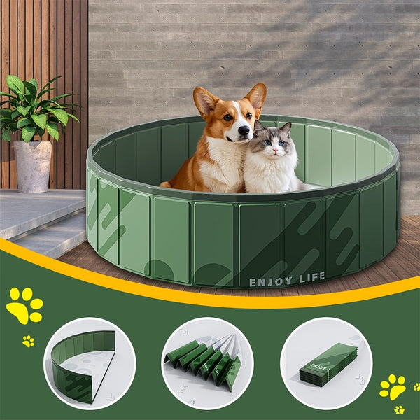 PawLuna Faltbares Hundepool aus PVC | 80 cm Ø | Robust & Tragbar | Perfekt für Sommer & Garten