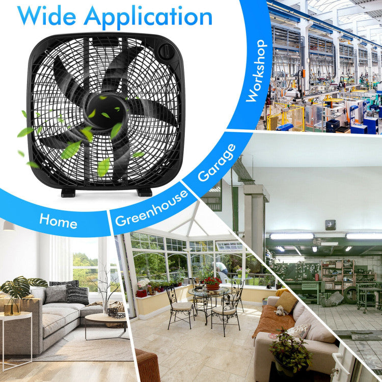 Boxventilator AirVanta 50cm | 3 Geschwindigkeiten | 2471 CFM Luftstrom | Leise & Tragbar | Schwarz