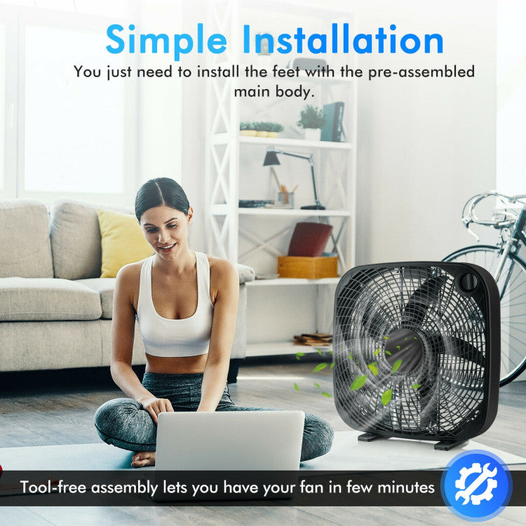 Boxventilator AirVanta 50cm | 3 Geschwindigkeiten | 2471 CFM Luftstrom | Leise & Tragbar | Schwarz