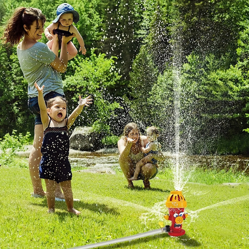 Wassersprinkler HydroHero | Drehender Feuerhydrant-Effekt | Für Garten & Sommer-Wasserspaß | Schlauchanschluss