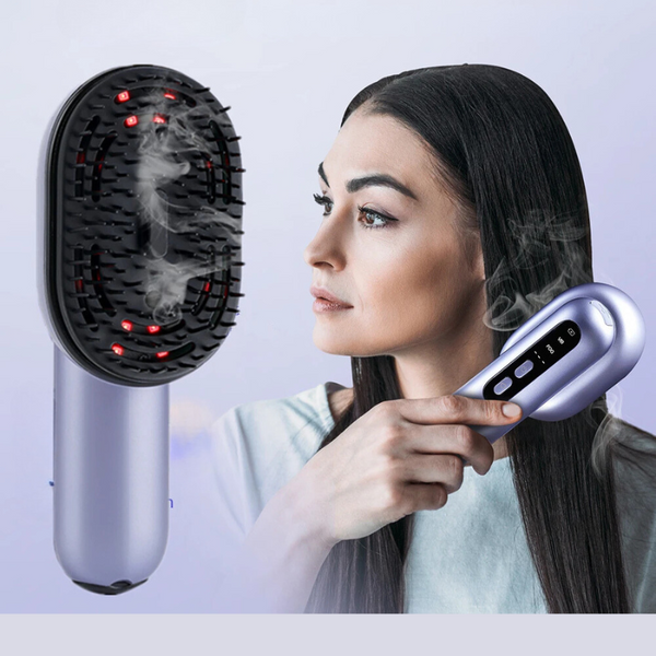 Kopfhautmassagekamm VILUMI Spray | Mit Vibration, Rotlicht & Öl-Sprühfunktion | Haarwachstumsfördernd | 17 x 6,5 x 7 cm