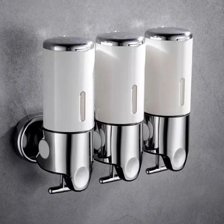 Seifenspender Set LuxoPure | Edelstahl Design | 3er Set Wandmontage | Modern & Platzsparend