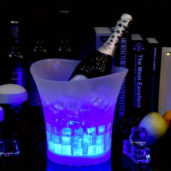 LumiChill LED Sektkühler | 5L Eiseimer | Batteriebetrieben | Party & Event Deko