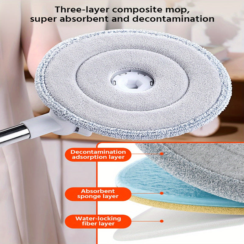 Glanzio Spin Mop Set 3-in-1 | Handsfree Auswringen | Verstellbarer Stiel 130 cm | Für Alle Bodenarten