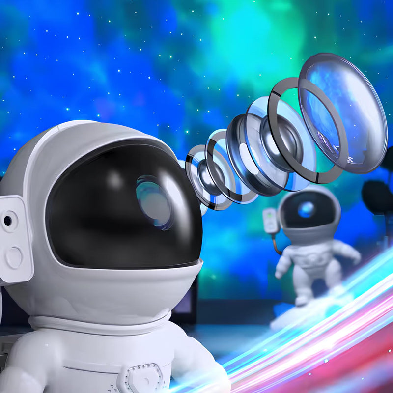 Projektor Lampe CosmoLume | 4K Galaxie- & Sternenhimmel-Projektion | Bluetooth Speaker & App-Steuerung | Raketendesign