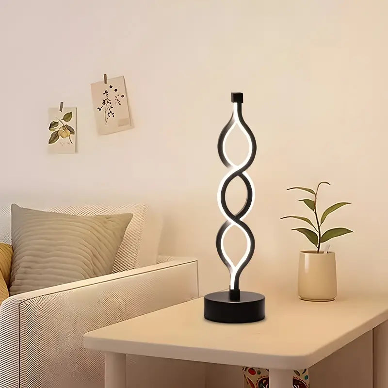LED Tischlampe LumoSpira | Dimmbare Spiralform | USB-betrieben & Kabellos | Modernes Design für jedes Interieur