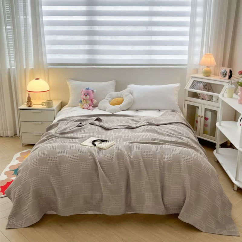 Cotura Waffeldecke | 100% Bio-Baumwolle | Atmungsaktiv & Elegant | Waffelstruktur