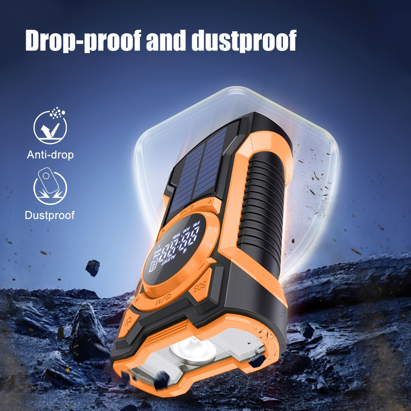 Notfallradio Solivox Pro | Solar & Kurbelbetrieben | 5000 mAh Powerbank | LED-Taschenlampe & SOS-Alarm