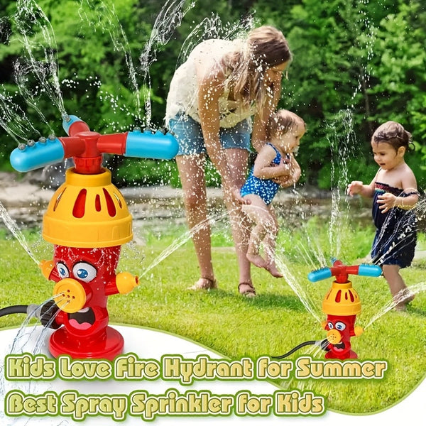 Wassersprinkler HydroHero | Drehender Feuerhydrant-Effekt | Für Garten & Sommer-Wasserspaß | Schlauchanschluss