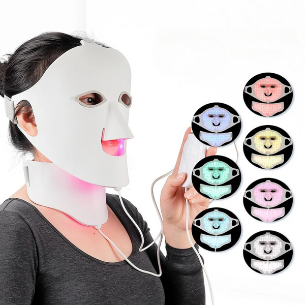 LED-Lichttherapie-Maske Luminex 7 | 7-Farben-Licht für Gesicht & Hals | 168 LEDs | Hautverjüngung mit Silikon-Komfort