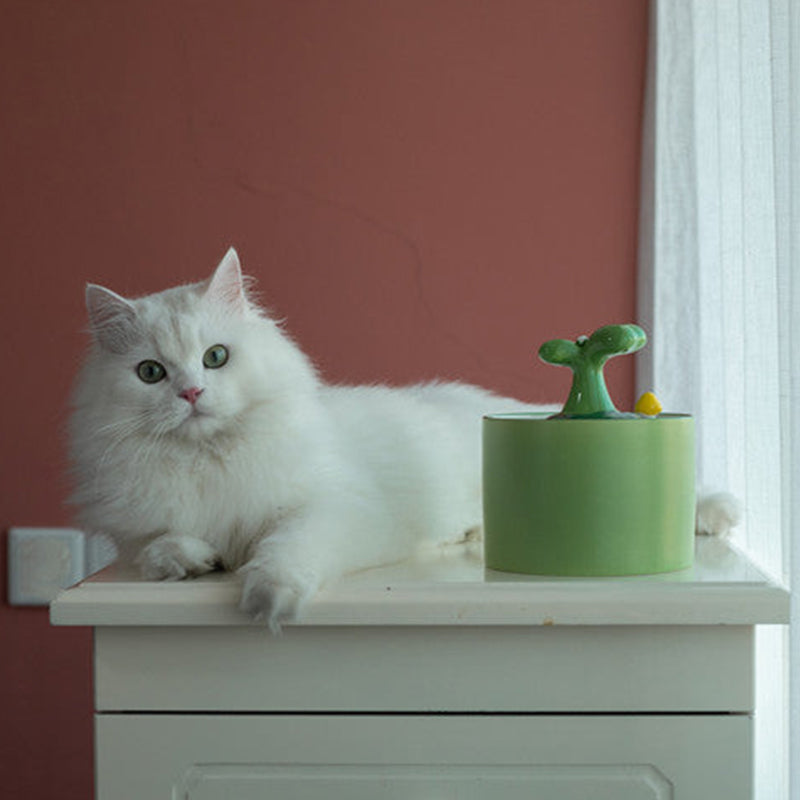 Katzenbrunnen | SpringFlow | Keramik mit Doppelfilter | Leise & Hygienisch | Für Katzen & Kleine Hunde
