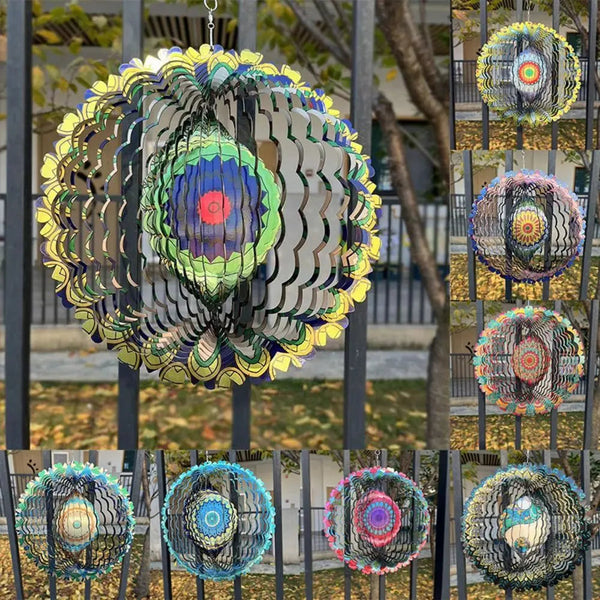 Lunavera 3D Windspiel Garten | Beruhigender Klang & Bewegung | Wetterfest & Bunt | Edelstahl-Dekoration 60 cm