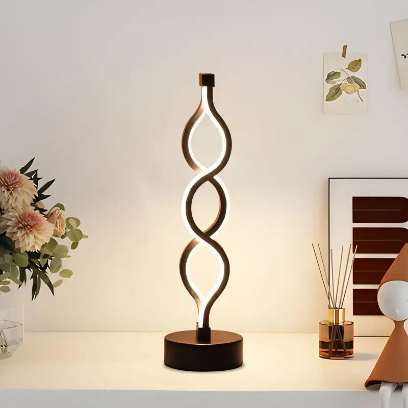 LED Tischlampe LumoSpira | Dimmbare Spiralform | USB-betrieben & Kabellos | Modernes Design für jedes Interieur