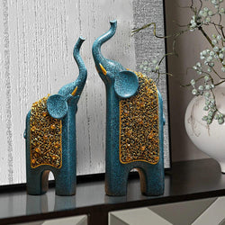 Dekofiguren Elefanten 2er Set | Retro Design | Harz | 13x8x30 cm