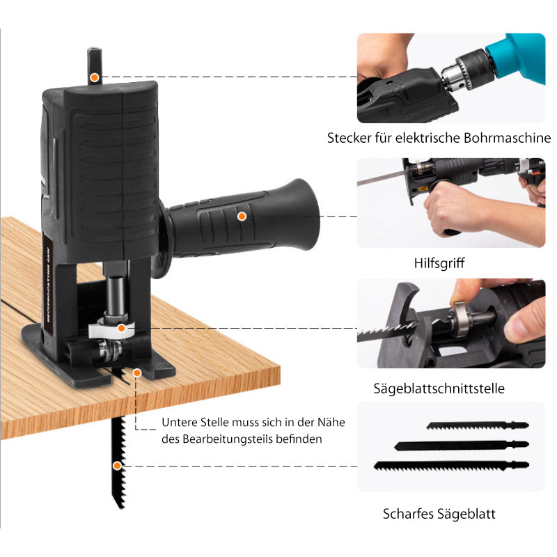 DrillCut - Motorsägenadapter für Bohrmaschine