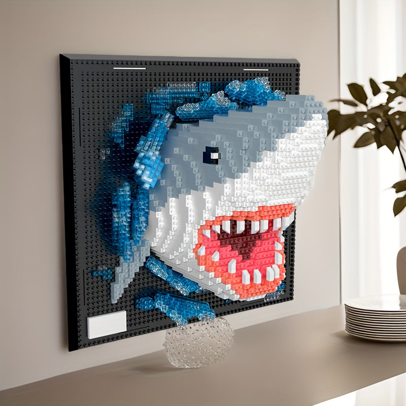 BrickVista 3D Wandkunst Set | Hai & Adler | 2000 Bausteine | ABS-Kunststoff | 24,5 × 24,5 cm