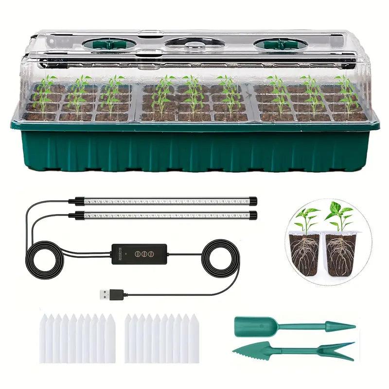 Growmida Indoor Kweekset | Mit LED Pflanzenlicht & Verstellbarer Feuchtigkeitsabdeckung | 36-Zellen Anzuchtstation | Inkl. Zubehör