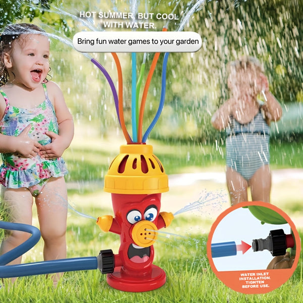 Wassersprinkler HydroHero | Drehender Feuerhydrant-Effekt | Für Garten & Sommer-Wasserspaß | Schlauchanschluss