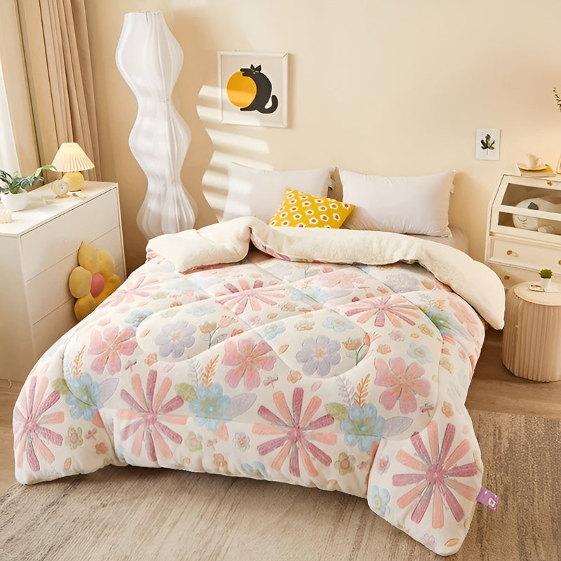 Flanell-Bettdecke Floravine | Weich & Warm | Blumenmuster | Hautfreundlich & PflegeleichtC