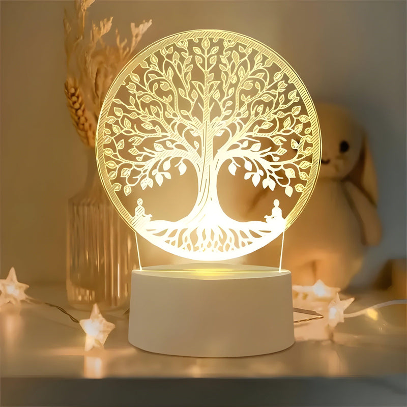 LichtAura 3D LED-Dekolampe | Farbwechsel & Warmlicht | USB & Batteriebetrieb | Acryl-Design | 3D-Effekt