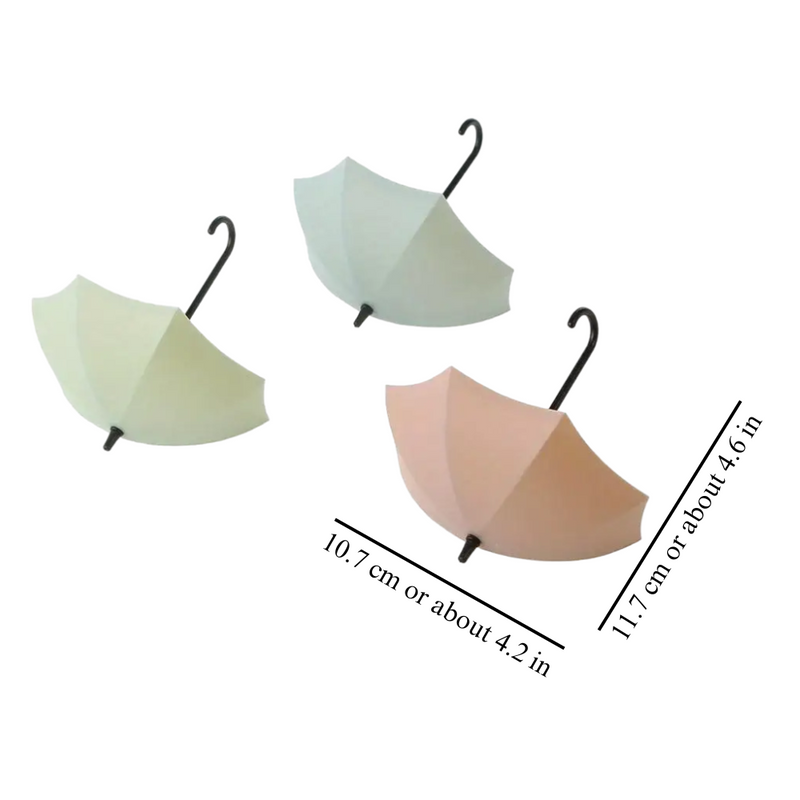 Wandhaken Umbrello | Regenschirm-Design | Selbstklebend & Bohrfrei | 3er-Set Pastell/Neutral