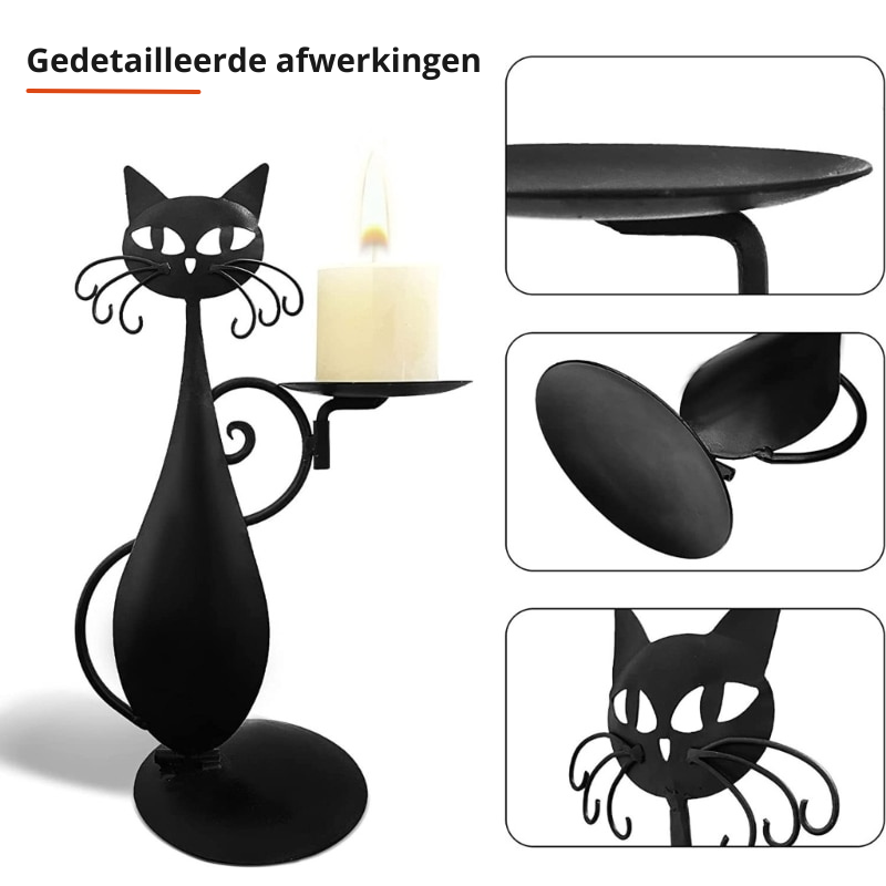 Kerzenhalter NoctiCat | Vintage Katzen-Design | Eisen Schwarz | Schützend & Stilvoll