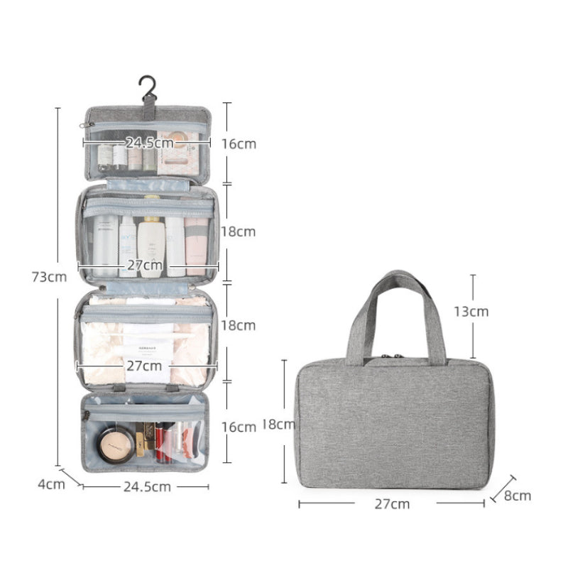 Travelique Reise-Kosmetik-Organizer | Kompakt & Wasserabweisend | Mit 4 Fächern & 360° Haken | Für Damen & Herren