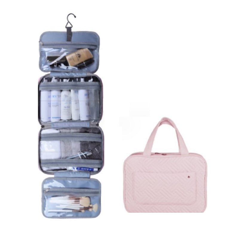 Travelique Reise-Kosmetik-Organizer | Kompakt & Wasserabweisend | Mit 4 Fächern & 360° Haken | Für Damen & Herren