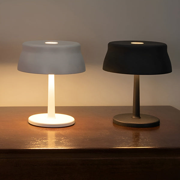 AlumaGlow Kabellose LED-Tischlampe | Touch-Dimmbar | Retro-Design | Wiederaufladbar | Aluminium Schwarz/Weiß